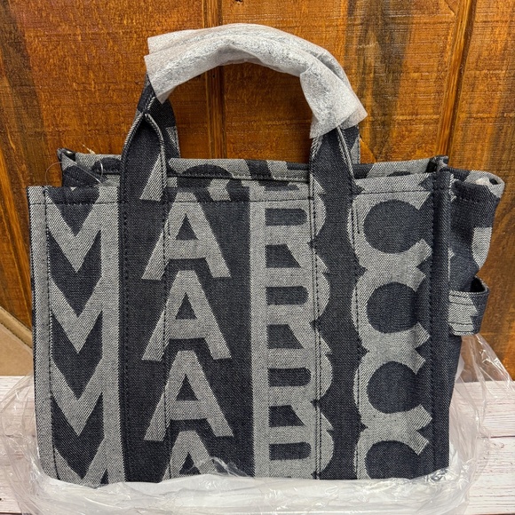 MARC JACOBS The Monogram Medium Denim Tote - Grey/Blue Wash - Picture 8 of 10